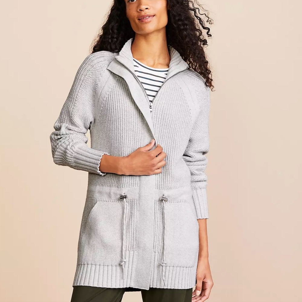 NEVER WORN! Lou & Grey Ribbed Gray Cardigan - Picture 3 of 5